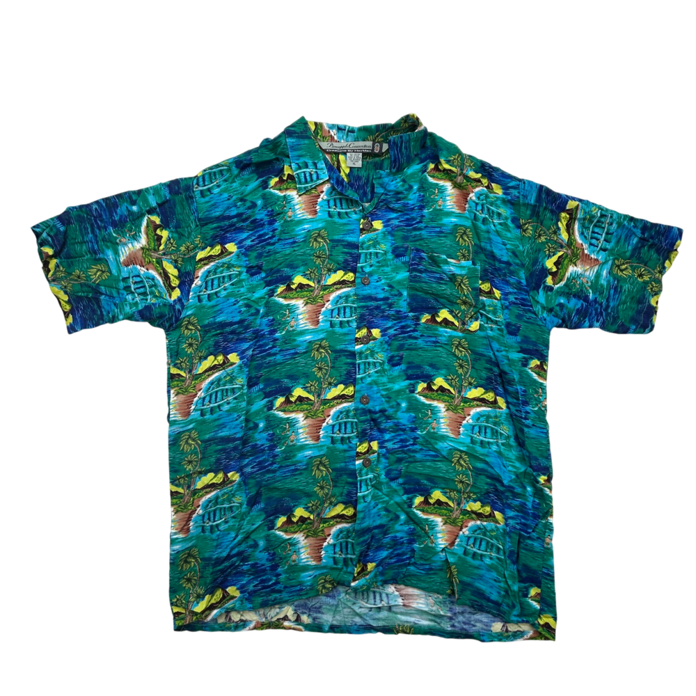 Pineapple Connection Shirt Mens XL Hawaiian Island Rayon Button Front Aloha